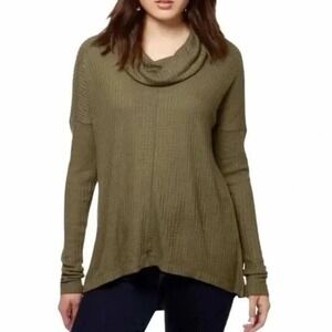 Lucky‎ Brand Womens Thermal Cowl Neck Pullover Top Size L Green Casual Lounge